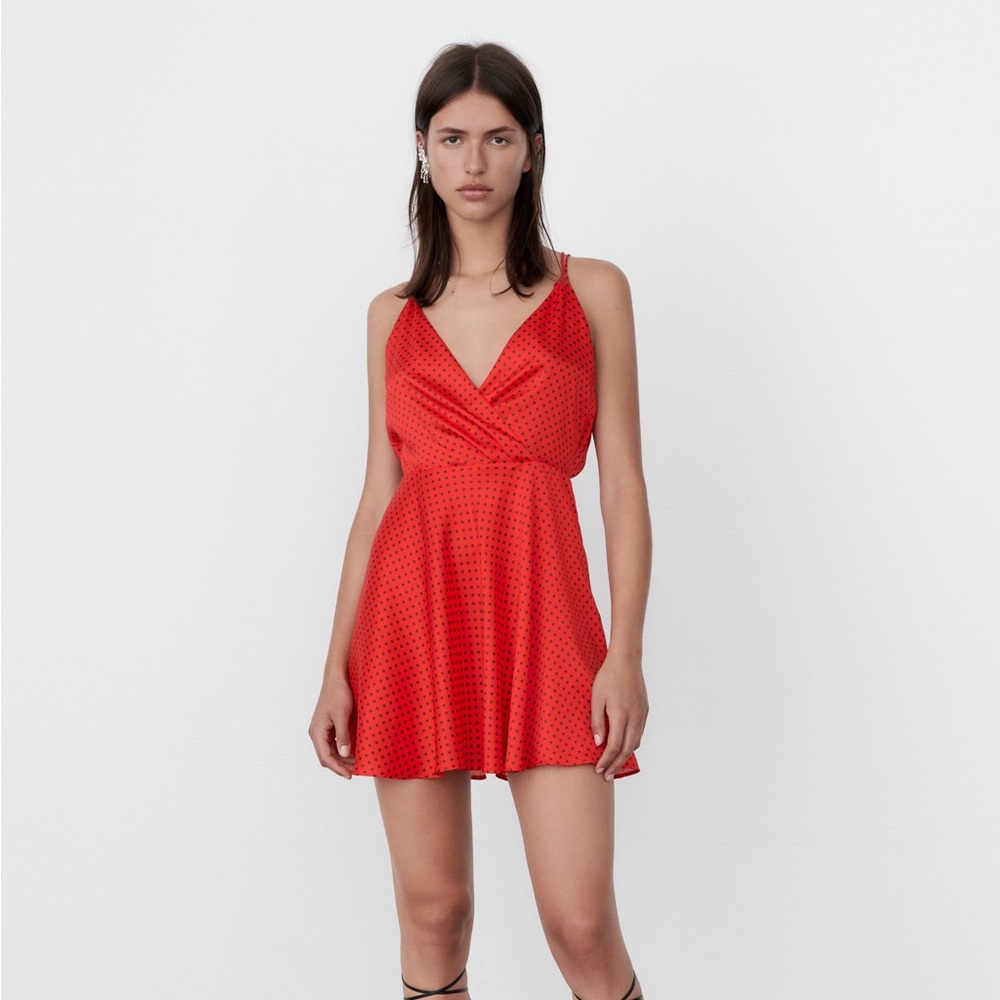 Zara Red polka dot dress sz XS